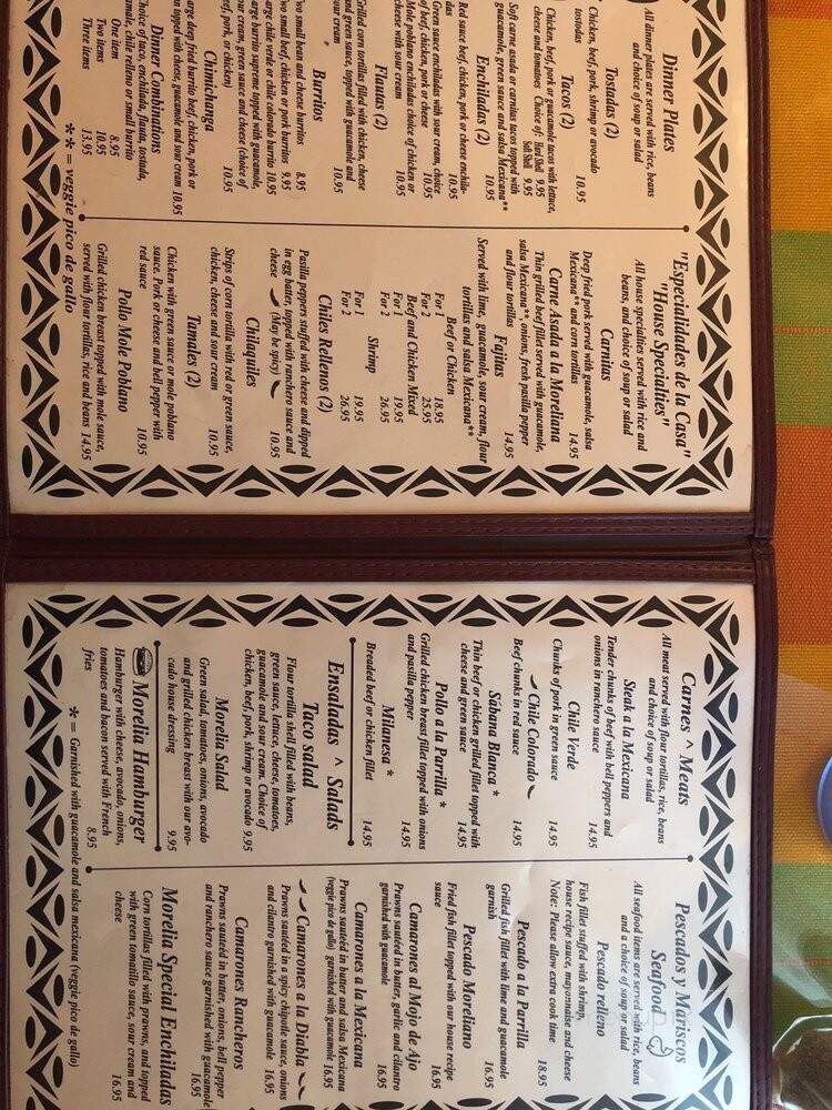 Morelia Mexican Restaurant - Jamestown, CA menu_pic