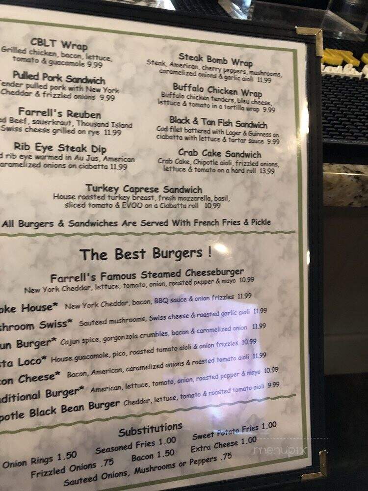 Farrell's Restaurant - Portland, CT menu_pic
