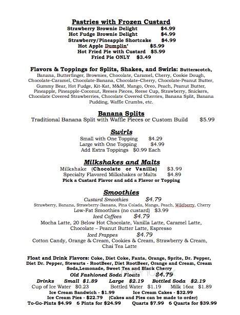 Berkshire's Old Fashioned Frozen Custard - Morristown, TN menu_pic
