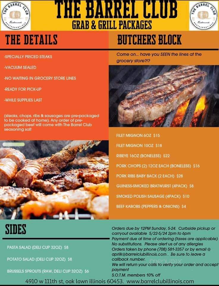 The Barrel Club - Oak Lawn, IL menu_pic