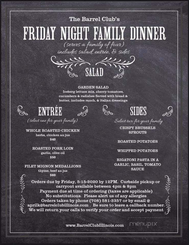 The Barrel Club - Oak Lawn, IL menu_pic