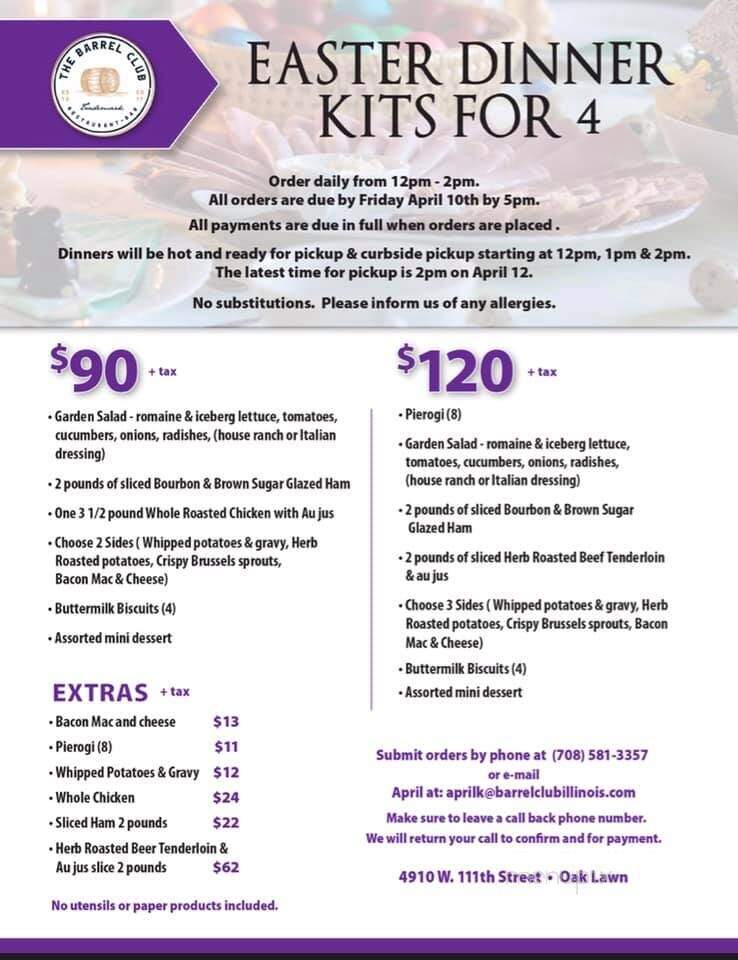 The Barrel Club - Oak Lawn, IL menu_pic