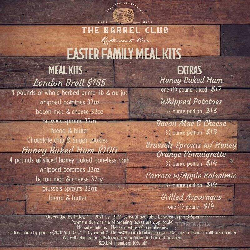 The Barrel Club - Oak Lawn, IL menu_pic