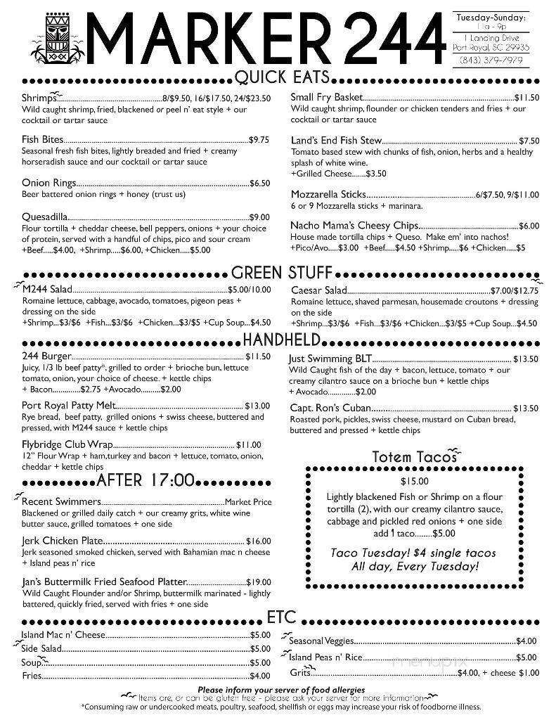 Marker 244 - Port Royal, SC menu_pic