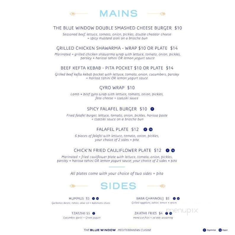 The Blue Window Food Truck - Raleigh, NC menu_pic