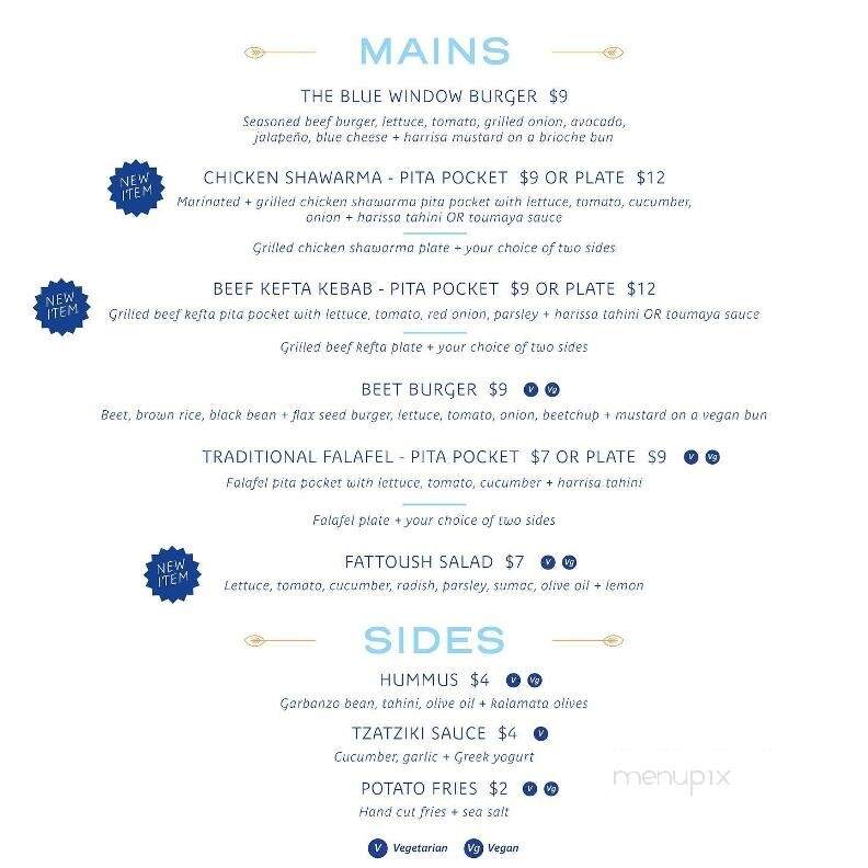 The Blue Window Food Truck - Raleigh, NC menu_pic