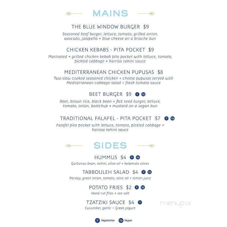 The Blue Window Food Truck - Raleigh, NC menu_pic