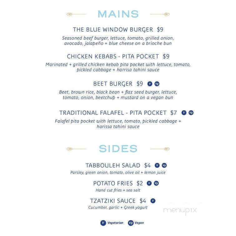 The Blue Window Food Truck - Raleigh, NC menu_pic