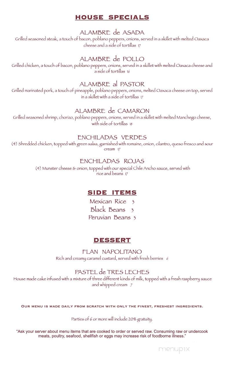Maya Cocina Mexicana - Livonia, MI menu_pic