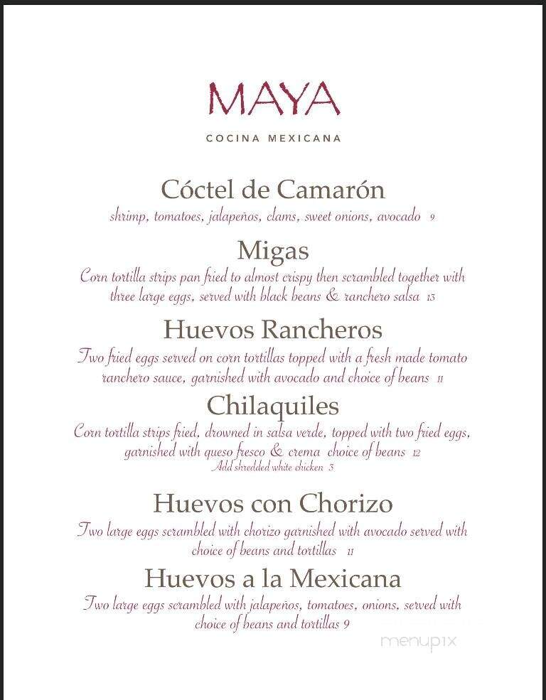 Maya Cocina Mexicana - Livonia, MI menu_pic