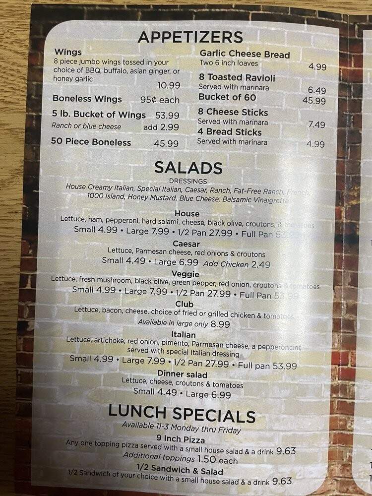 Brickhouse Pizza Company - Bridgeton, MO menu_pic