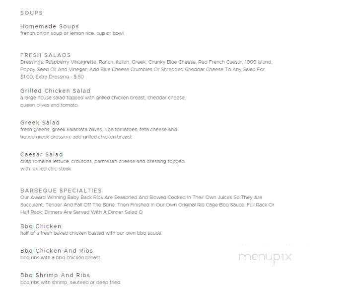 Rib Cage Restaurant & Lounge - Maumee, OH menu_pic