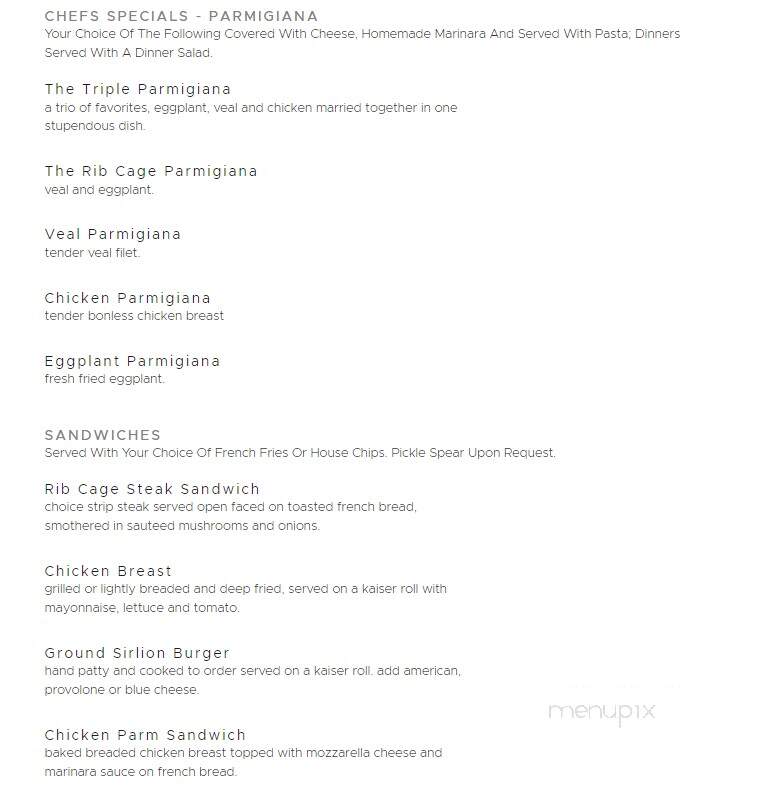 Rib Cage Restaurant & Lounge - Maumee, OH menu_pic