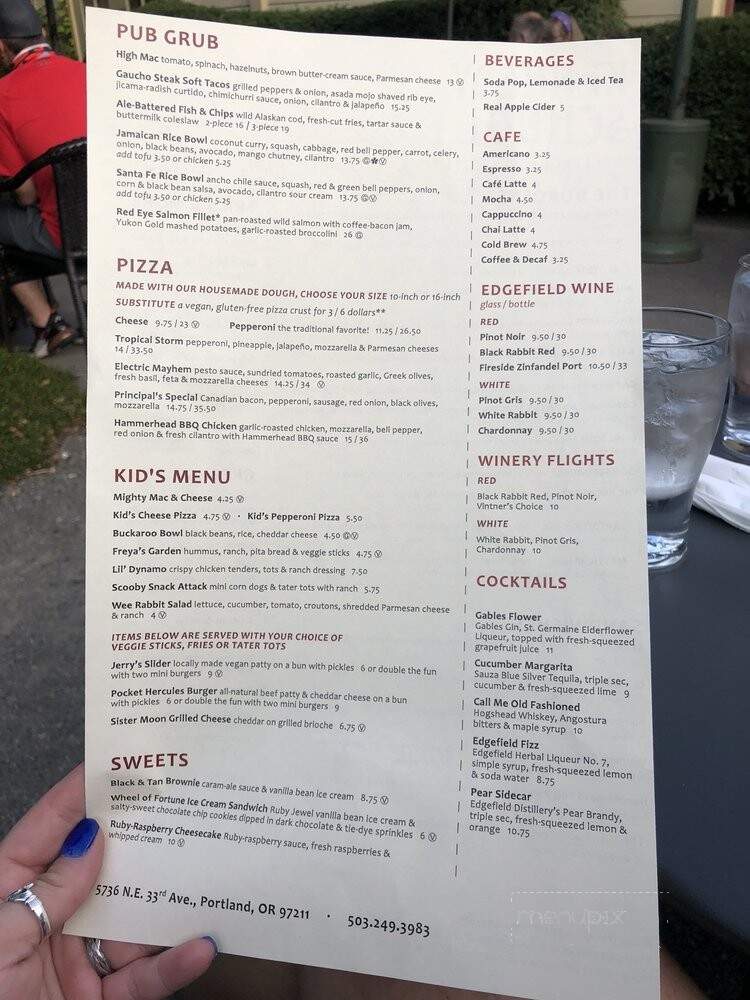 McMenamins Courtyard Restaurant at Kennedy School - Portland, OR menu_pic