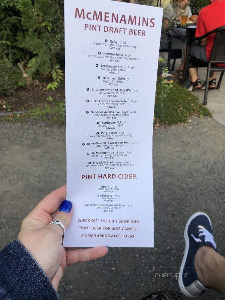 McMenamins Courtyard Restaurant at Kennedy School - Portland, OR menu_pic