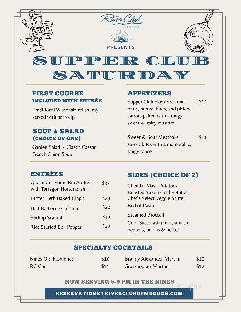 Nines at the River Club of Mequon - Mequon, WI menu_pic