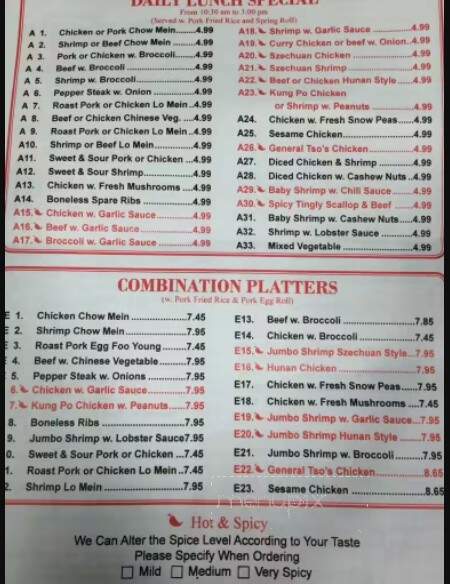 Hong Kong Chef - Mechanicsburg, PA menu_pic
