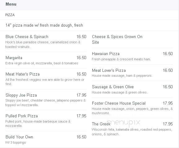 Foster Bar & Grill - Osseo, WI menu_pic