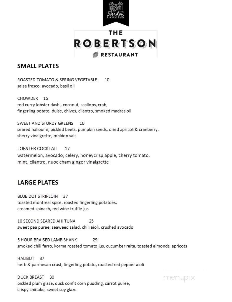 Shadow Lawn Inn - Rothesay, NB menu_pic