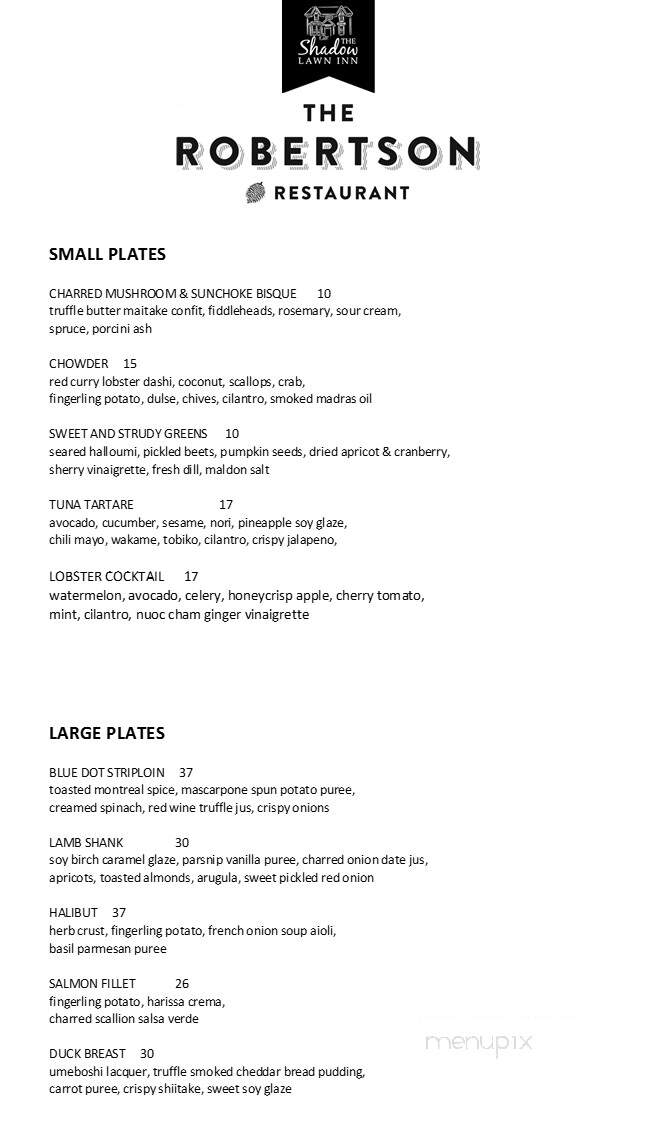 Shadow Lawn Inn - Rothesay, NB menu_pic