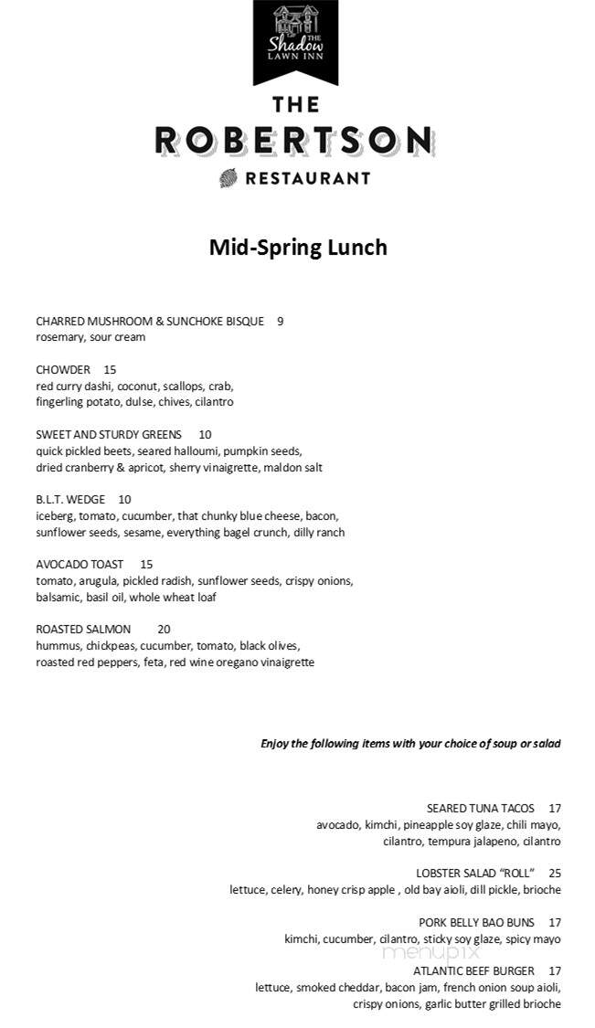 Shadow Lawn Inn - Rothesay, NB menu_pic