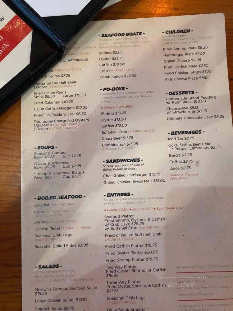 Morton's Seafood Restaurant - Madisonville, LA menu_pic