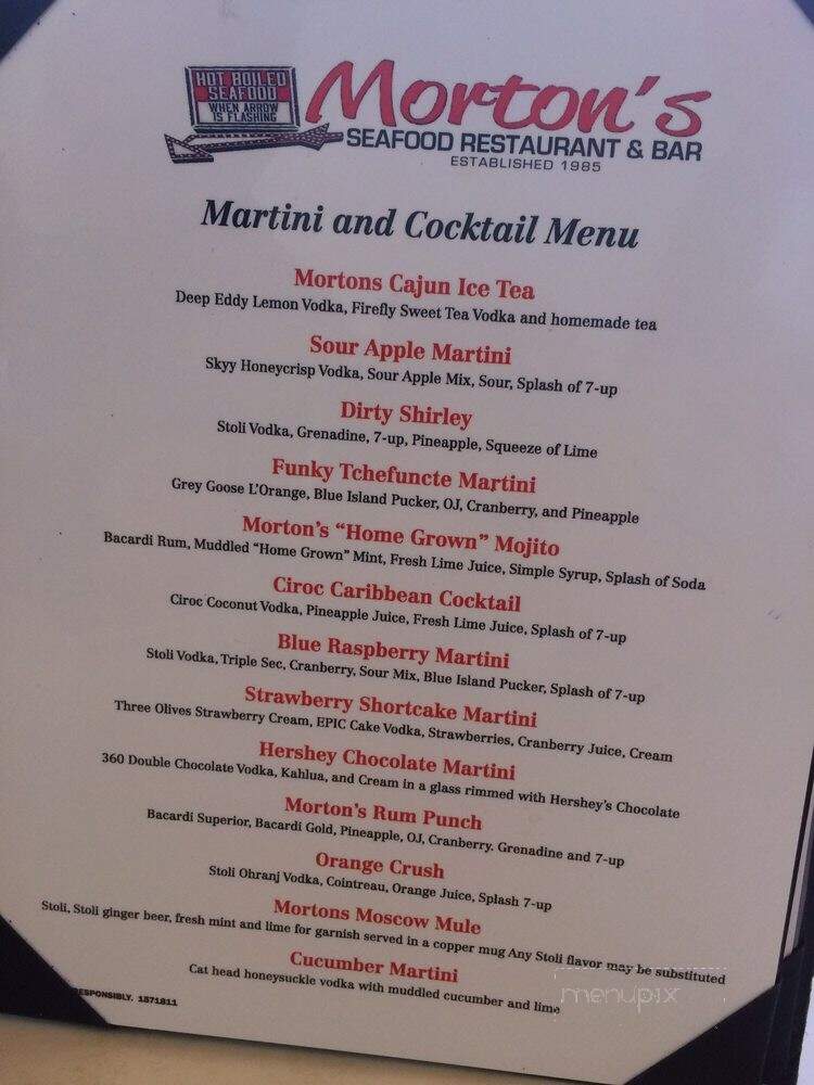 Morton's Seafood Restaurant - Madisonville, LA menu_pic