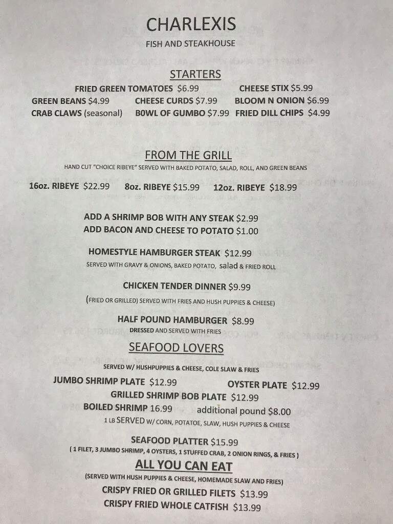 Charlexis Fish & Steak - Richton, MS menu_pic