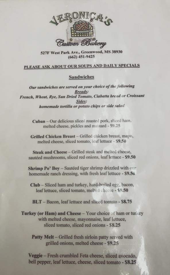 Veronica's Custom Bakery - Greenwood, MS menu_pic