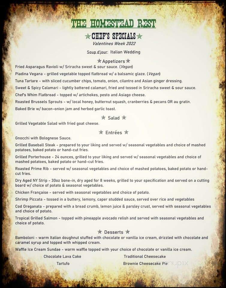 Homestead Rest - Sparta, NJ menu_pic