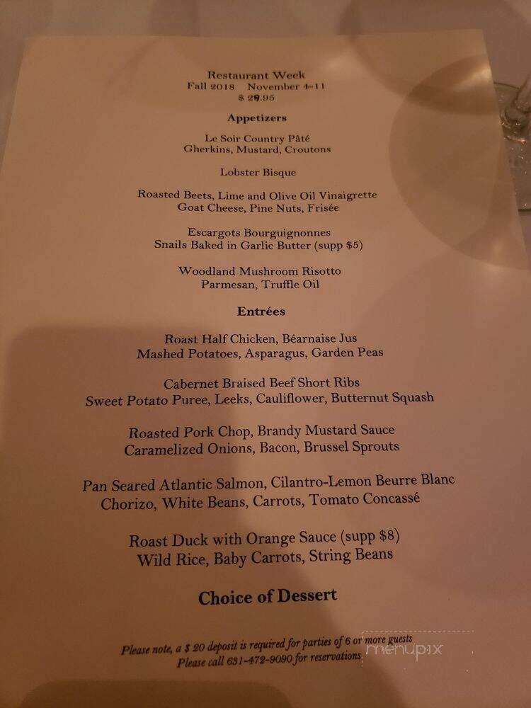 Le Soir Restaurant - Bayport, NY menu_pic
