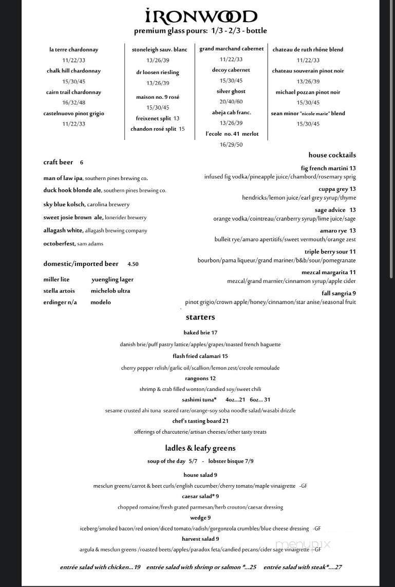 Ironwood Cafe - Southern Pines, NC menu_pic
