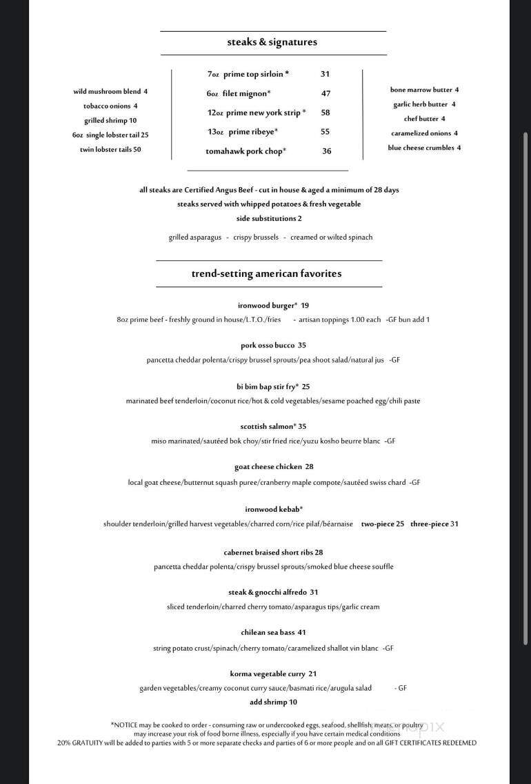 Ironwood Cafe - Southern Pines, NC menu_pic