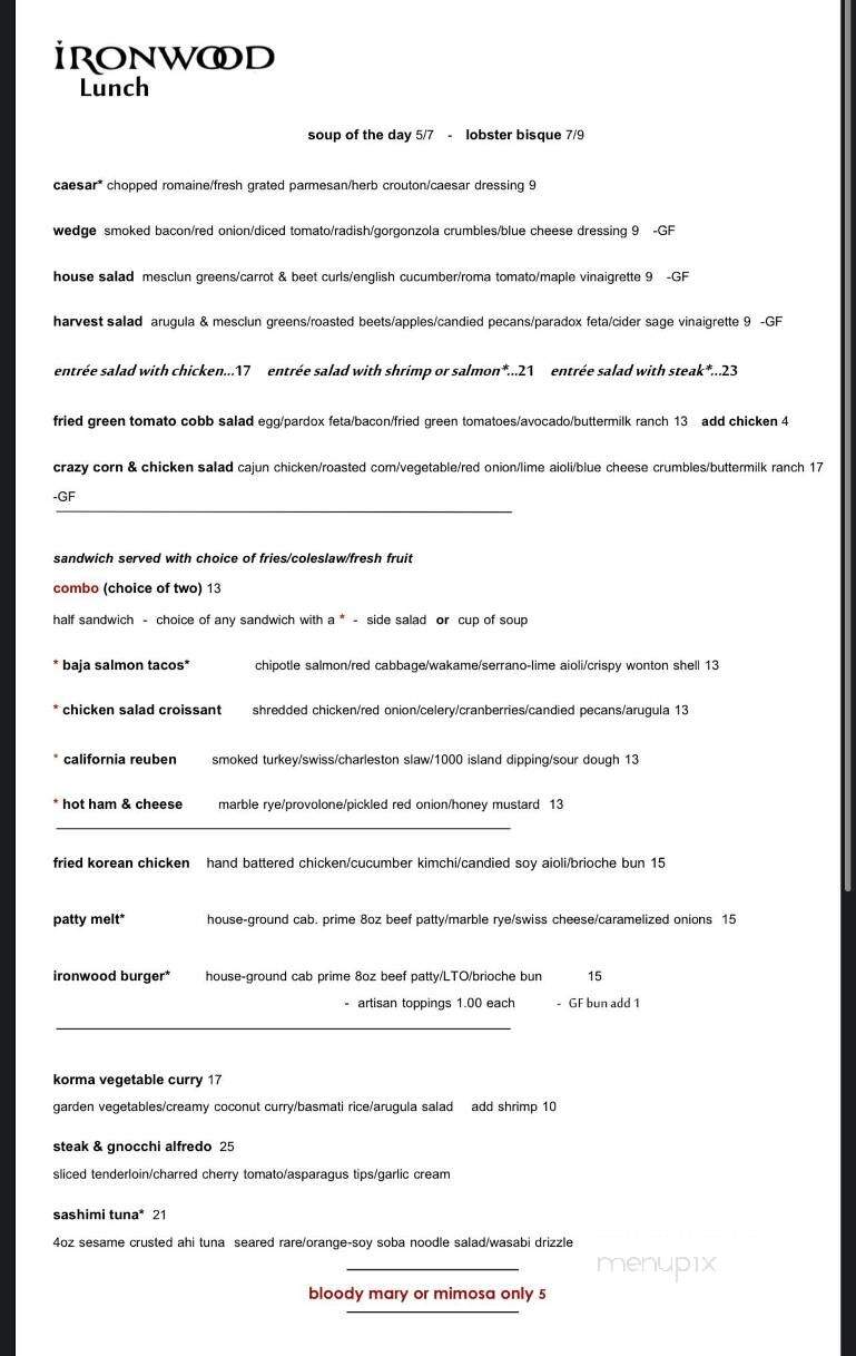 Ironwood Cafe - Southern Pines, NC menu_pic
