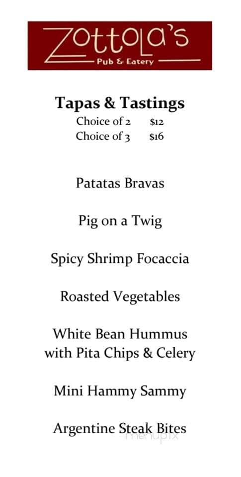 Zottola's - Tarentum, PA menu_pic