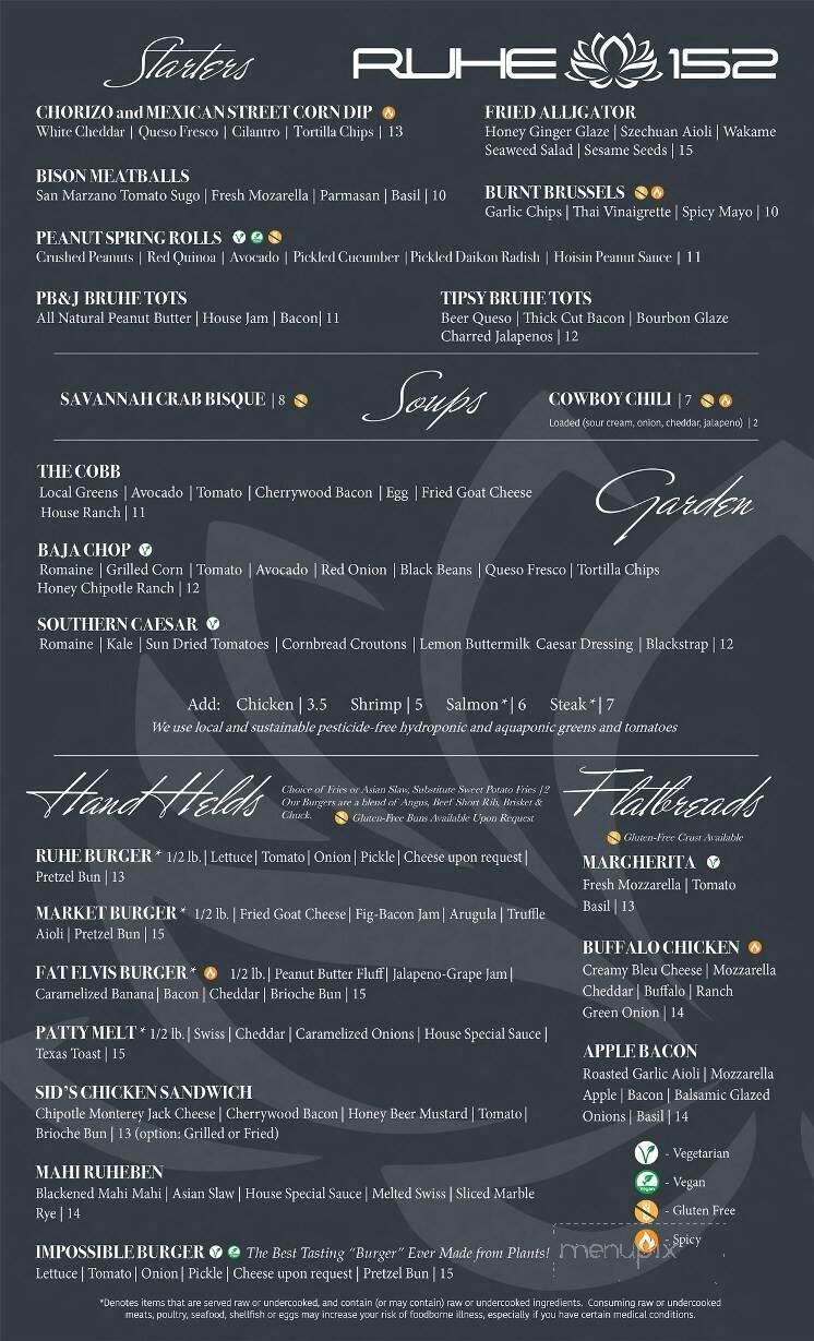 Ruhe152 - Nappanee, IN menu_pic
