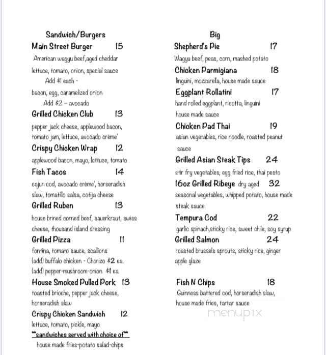 Mahoney's on Main - Bourne, MA menu_pic