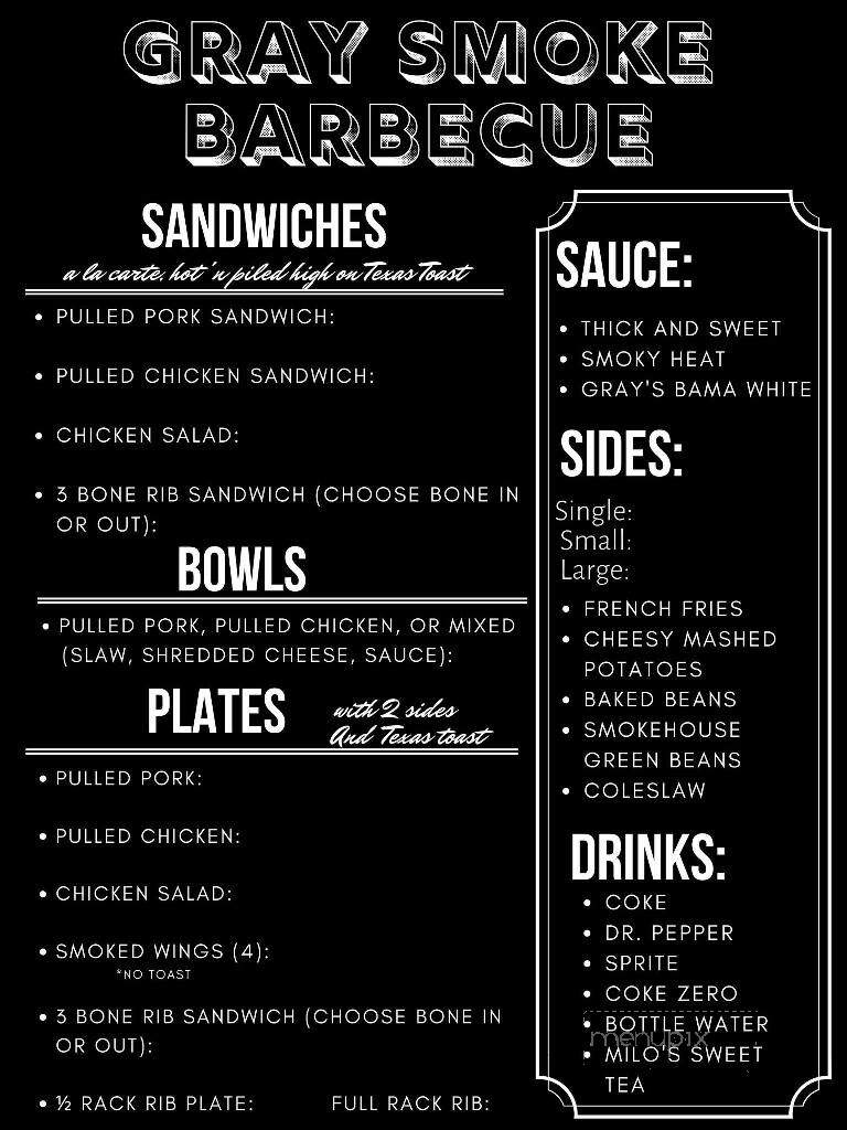 Gray Smoke Barbecue - Clarksville, TN menu_pic