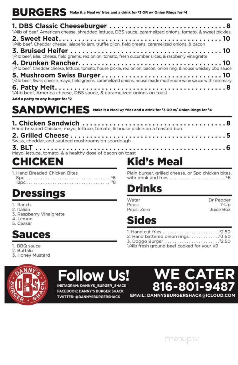 Danny's Burger Shack - Kansas City, MO menu_pic