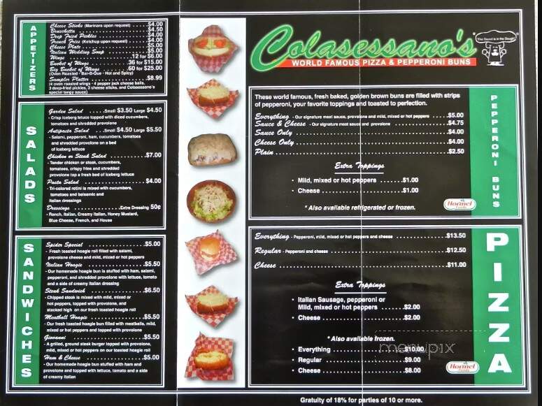 Colasessano's Pizza and Pepperoni Rolls - Fairmont, WV menu_pic