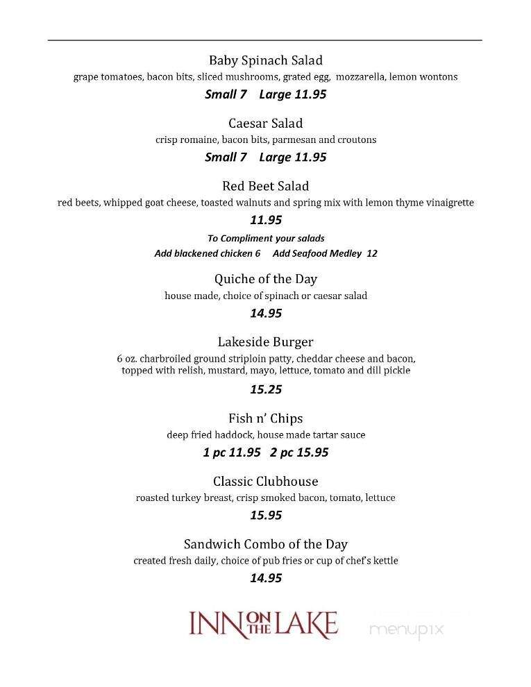 Inn on the Lake - Fall River, NS menu_pic