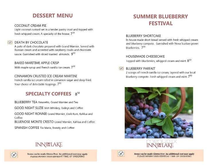 Inn on the Lake - Fall River, NS menu_pic