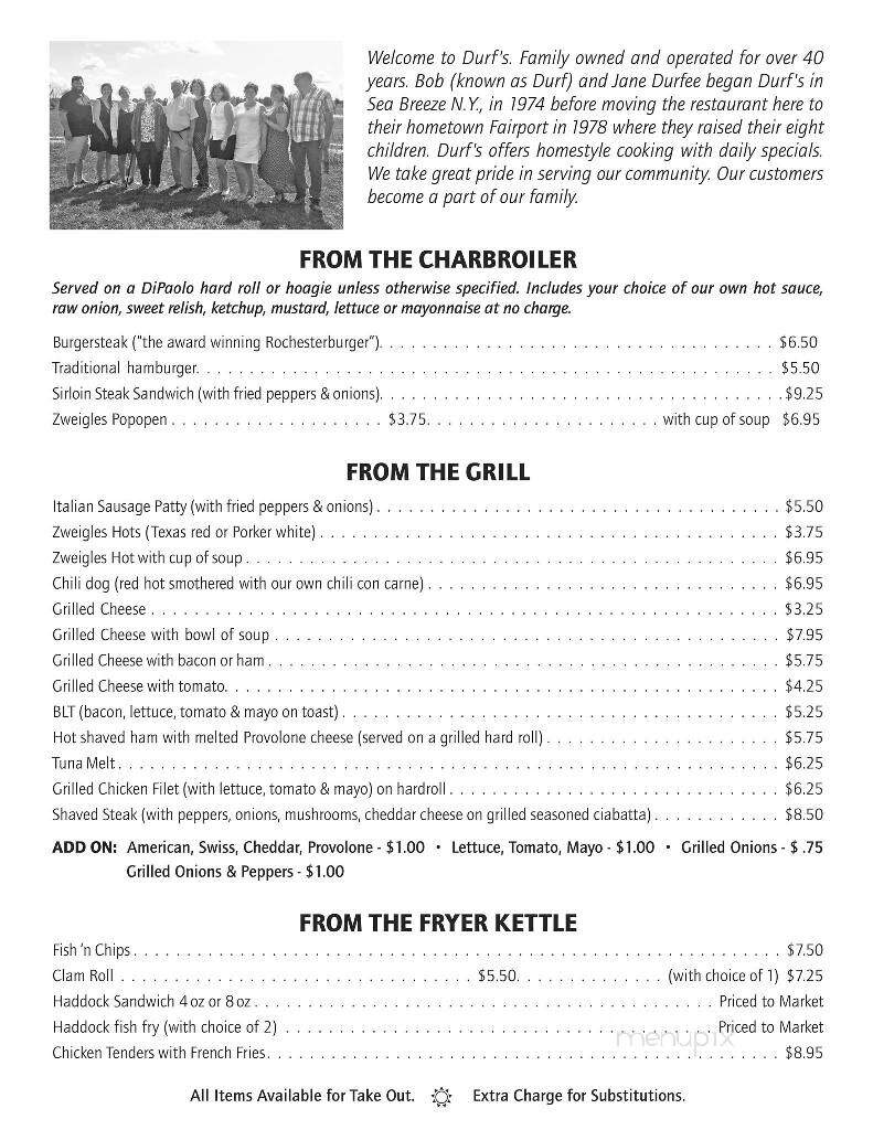Durf's Family Restaurant - Fairport, NY menu_pic