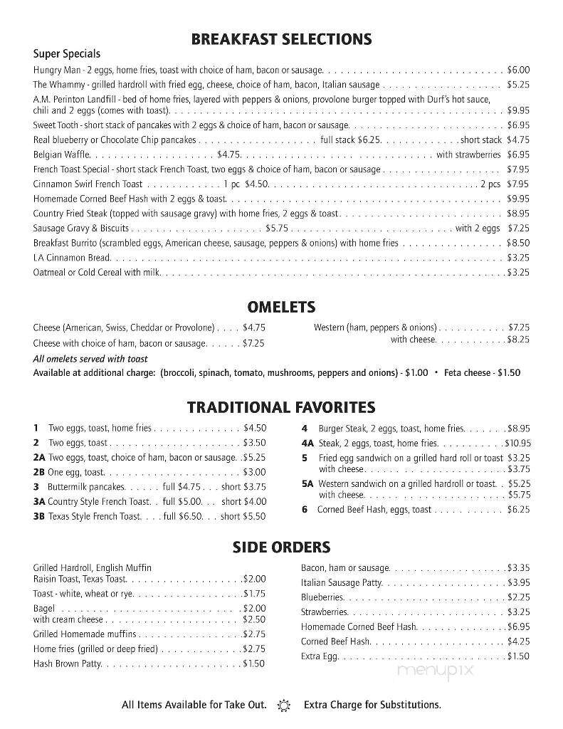 Durf's Family Restaurant - Fairport, NY menu_pic