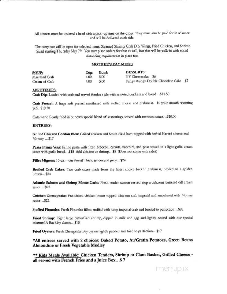 Bay City Seafood Restaurant - Hanover, PA menu_pic