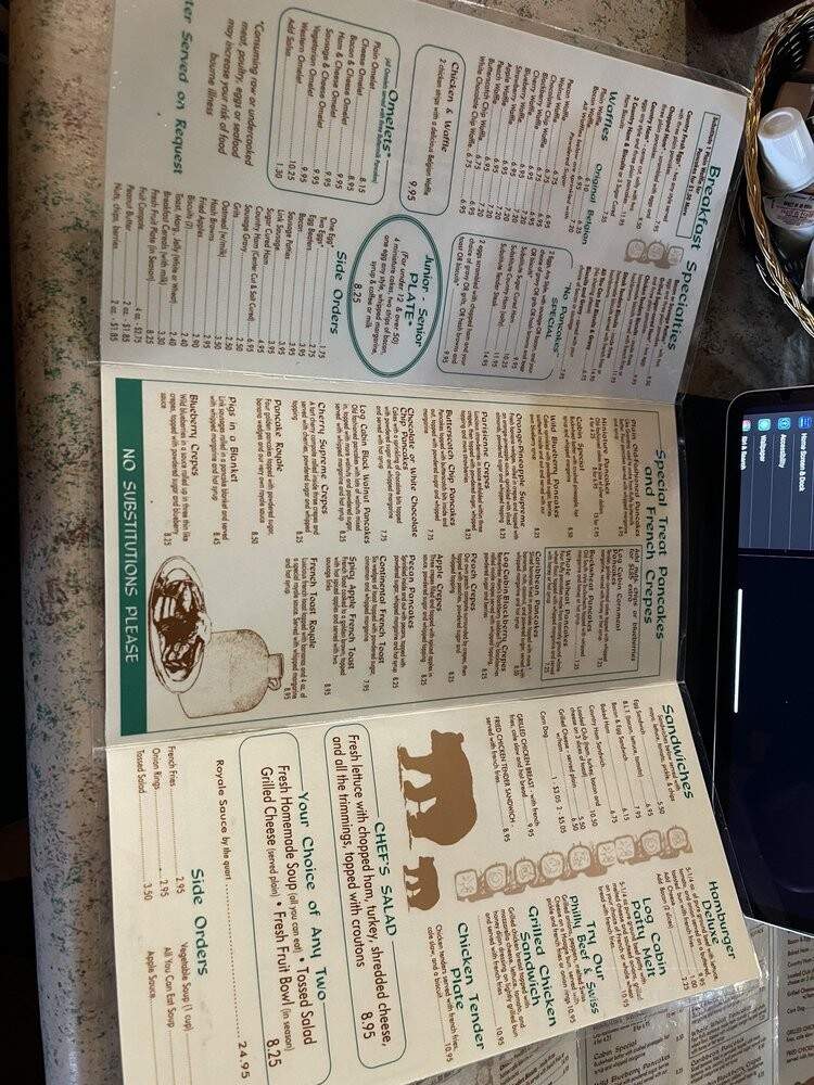 Log Cabin Pancake House - Gatlinburg, TN menu_pic