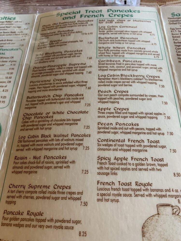Log Cabin Pancake House - Gatlinburg, TN menu_pic