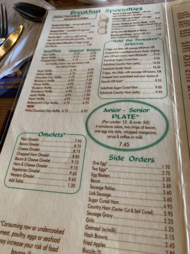 Log Cabin Pancake House - Gatlinburg, TN menu_pic