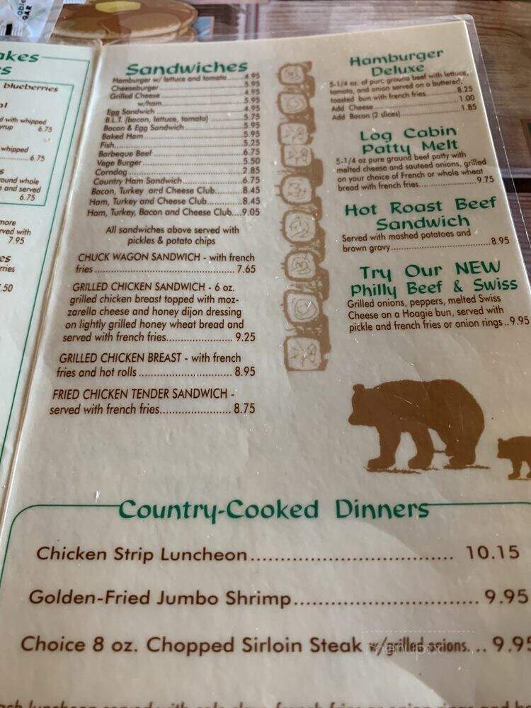 Log Cabin Pancake House - Gatlinburg, TN menu_pic