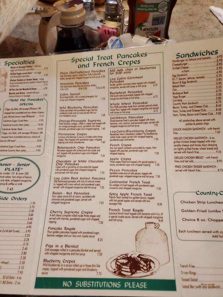 Log Cabin Pancake House - Gatlinburg, TN menu_pic